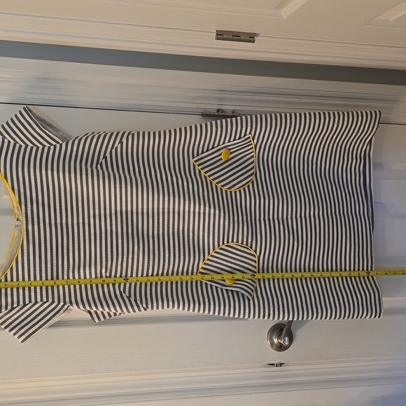 New Directions Lined Gray & White Preppy Seersucker Dress Size 10 Like New - Picture 4 of 7